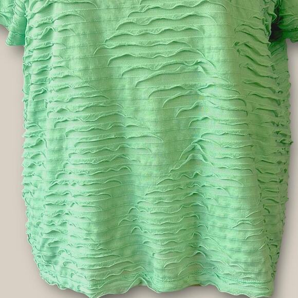 Alfred Dunner Short Sleeve Ruffled Tiered Top Blouse Stretch Pullover 2X Green - Picture 5 of 13